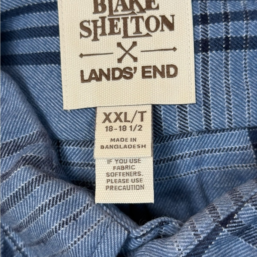 Blake Shelton X Lands’ End Plaid Flannel Button-Down Shirts XXLT Lot 2 - Picture 4 of 15